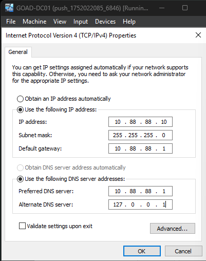 DC01 Network Configuration